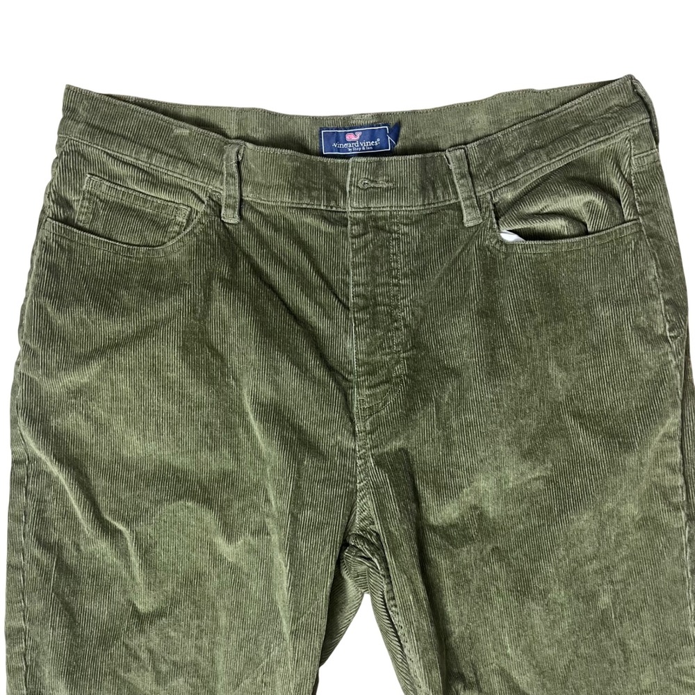Vineyard Vines Corduroy Pants Mens 36x30 Olive Green 5-Pocket Straight Leg - Picture 2 of 8